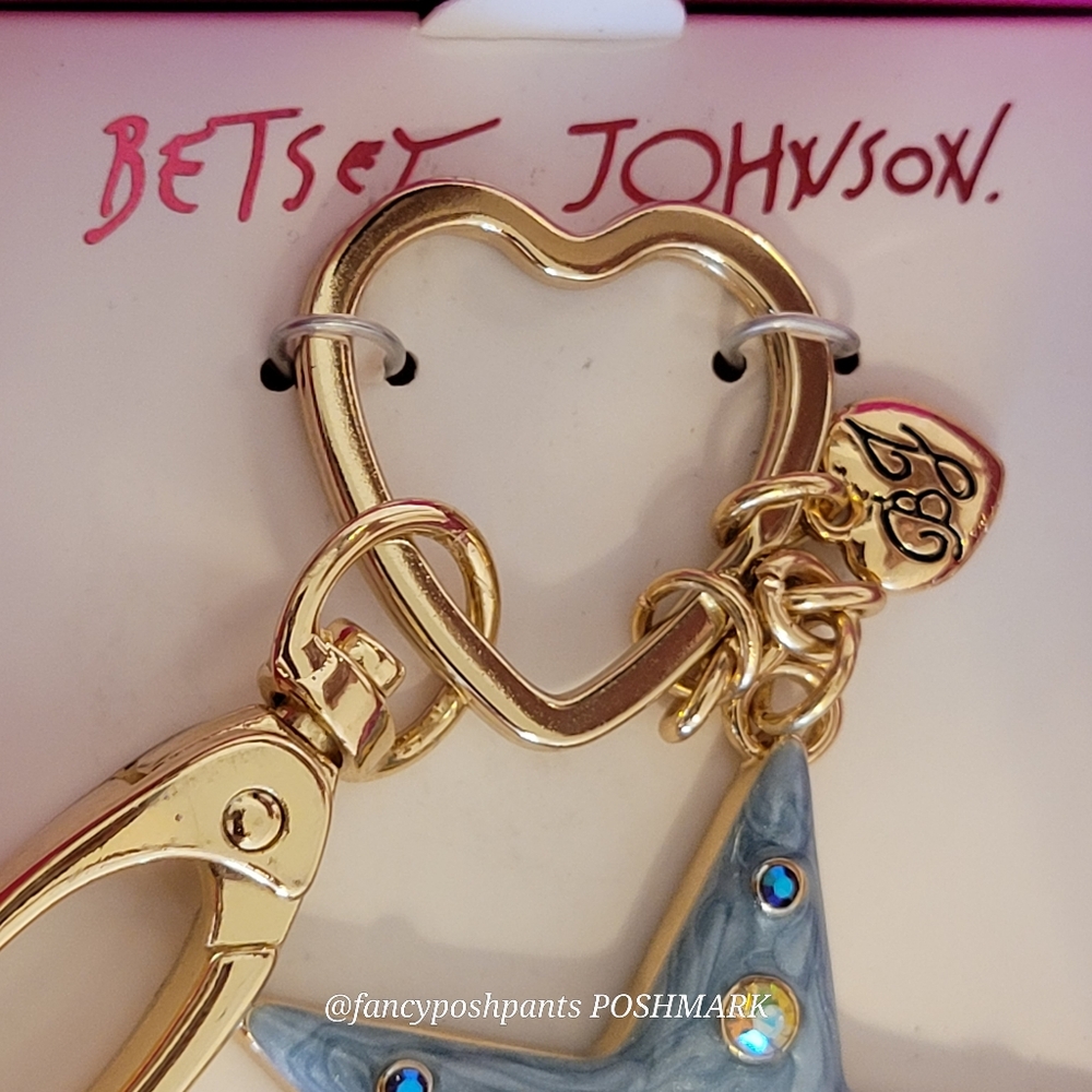 new! NWT in box! BETSEY JOHNSON key fob star magic sparkle purse charm logo tags - Picture 10 of 17